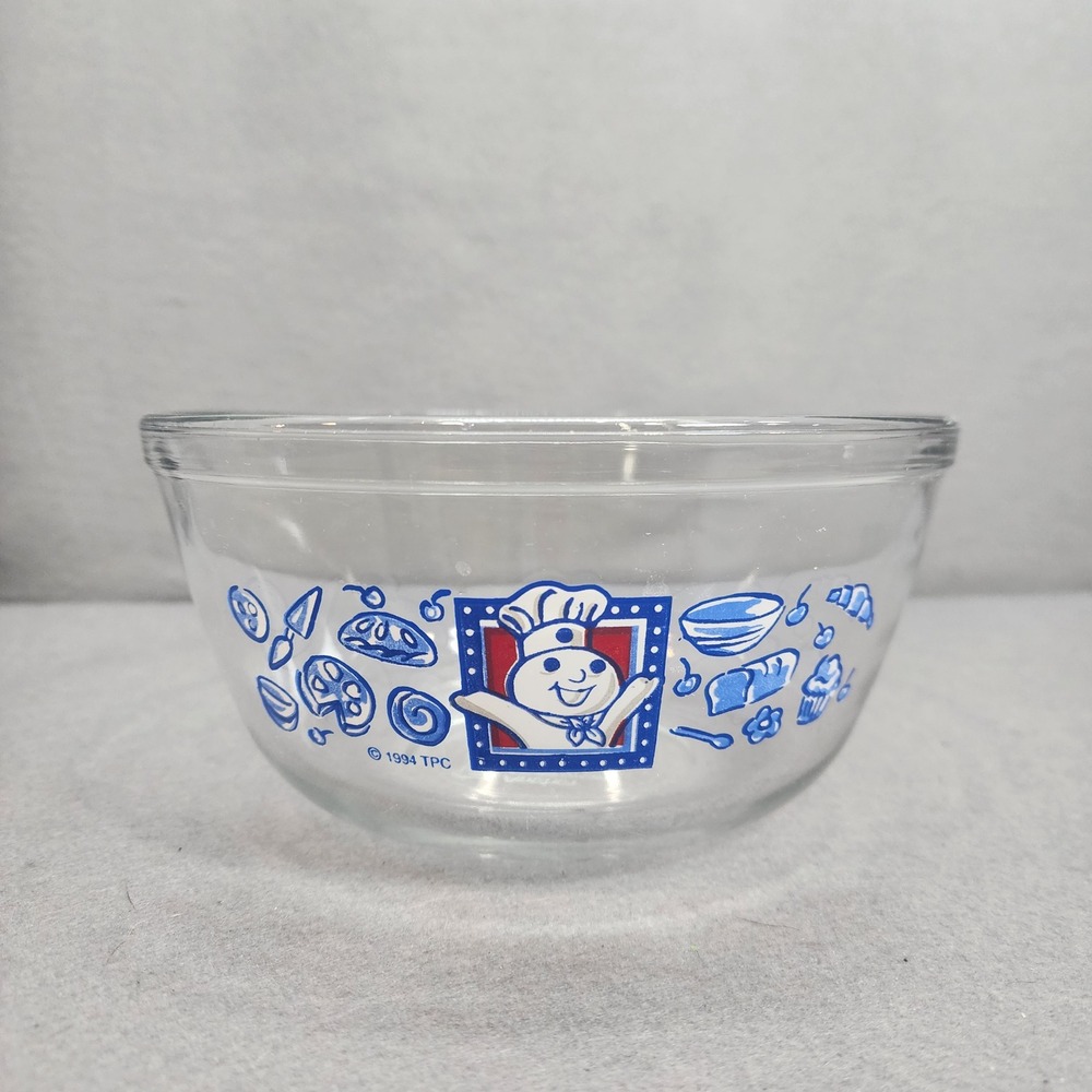 Anchor Hocking Mixing Bowl Clear Pillsbury Doughboy Vintage 1994 1.5Qt 7in